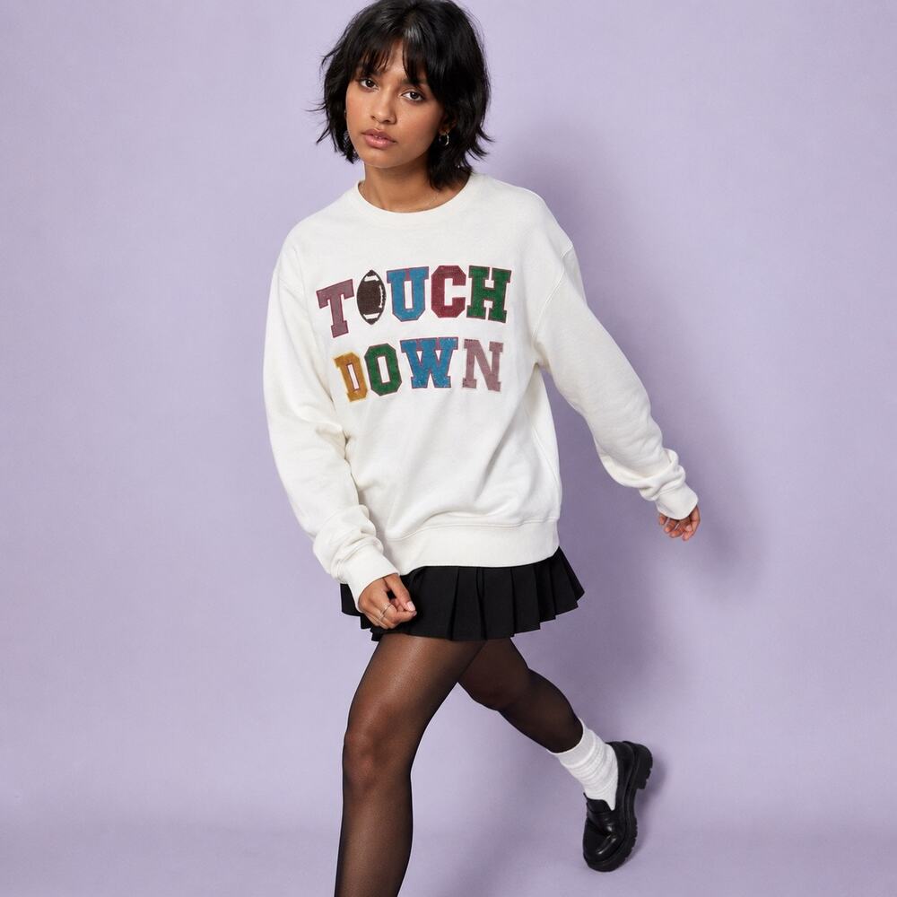 Blue B Cream Touch Down Graphic Game Day Sweatshirt Small